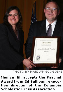Monica Hill accepts Paschal Award